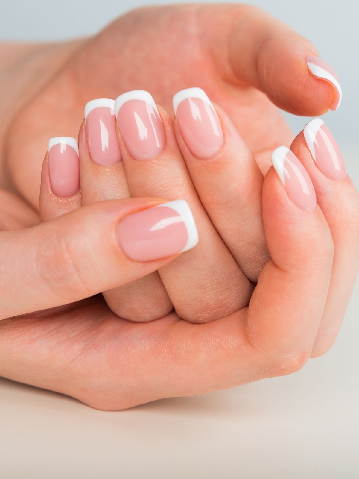 Pink and white French full set